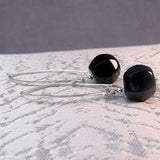 long drop black onyx earrings