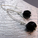 long drop black bead handmade earrings