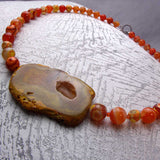 bold chunky orange semi-precious bead necklace handmade uk
