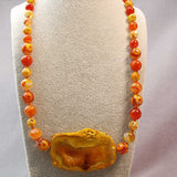 short chunky orange bead necklace