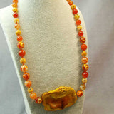 chunky orange semi-precious bead statement necklace