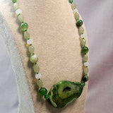 short chunky green bead necklace handmade uk