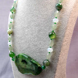 chunky semi-precious bead necklace green agate
