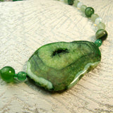 green semi-precious stone statement necklace chunky design