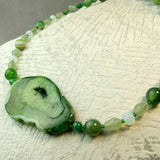 green agate chunky necklace unique statement design