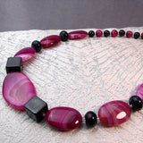 chunky pink blue bead necklace