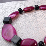 pink blue chunky statement necklace