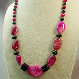 chunky handmade necklace, chunky pink blue beaded statement necklace