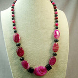 unique handmade chunky pink blue statement necklace design