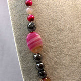 large chunky pink grey semi-precious beads