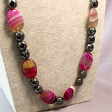 chunky semi-precious bead statement necklace long length