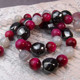 pink grey semi-precious stone beads