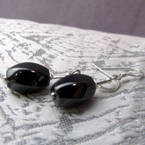semi-precious stone earrings, hematite earrings, semi-precious bead statement earrings