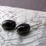 semi-precious stone earrings, hematite earrings, semi-precious bead statement earrings