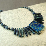 bold blue chunky statement necklace