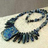 handcrafted chunky blue statement necklace unique in design