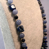 blue semi-precious bead necklace detail