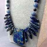 chunky blue bead necklace unique and unusual