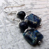 short drop blue semi-precious bead earrings