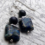 handcrafted blue semi-precious bead earrings uk