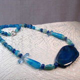 unique handmade chunky blue statement necklace