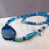 unique handcrafted blue semi-precious statement necklace