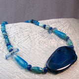 handcrafted chunky blue bead necklace