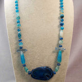 handcrafted chunky blue statement necklace