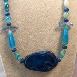 chunky blue agate necklace unique statement design
