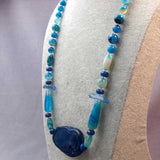 handmade chunky necklace, blue statement jewellery