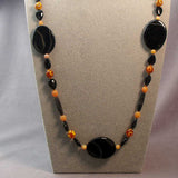 unique long black orange chunky statement jewellery necklace