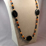 bright bold orange black long chunky statement necklace