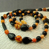 chunky semi-precious stones black onyx orange agate