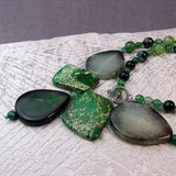 handcrafted chunky green semi-precious statement necklace