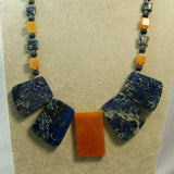 blue orange bold chunky necklace