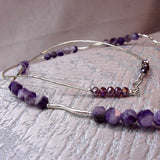 detail for statement necklace with sterling silver amethyst beads