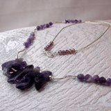 unusual sterling silver amethyst statement necklace