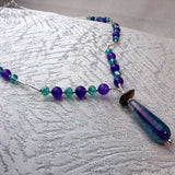 unusual original semi-precious bead & sterling silver necklace