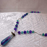 handmade statement necklace silver semi-precious beads