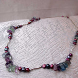 handmade sterling silver statement necklace set with semi-precious stone beads