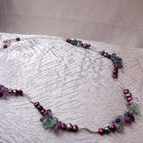 statement necklace handmade from sterling silver and semi-precious fluorite beads
