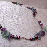 unique handcrafted statement necklace semi-precious beads and sterling silver