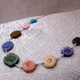 semi-precious druzy quartz beads set in a sterling silver statement neckalce