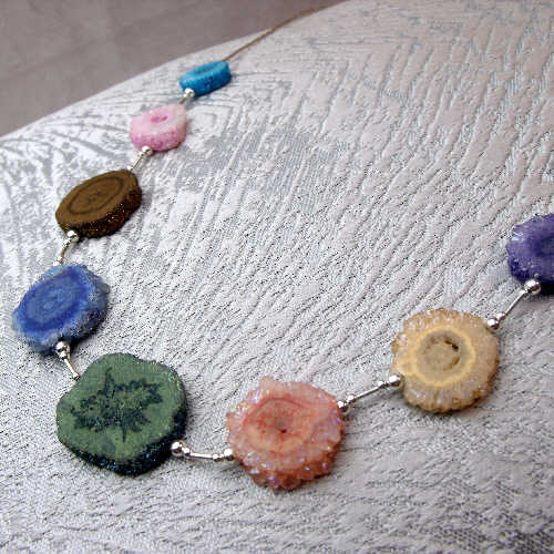 unique handmade semi-precious bead statement jewellery, handmade silver semi-precious bead statement necklace