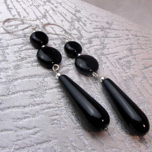 long drop statement earrings, semi-precious bead statement jewellery earrings