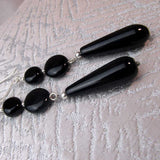 unique long black onyx statement earring handmade uk