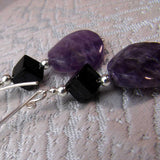 long amethyst drop earrings handmade uk