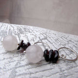 rose quartz earrings, handmade, unique, unusual, original
