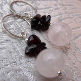 semi-precious rose quartz unique earrings