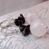 handcrafted rose quartz semi-precious bead earrings